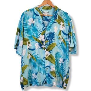 Vintage Two Palms blue/green hawaiian casual button up shirt size XL